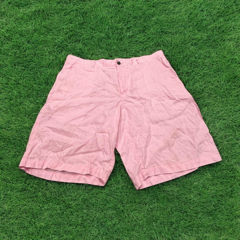 Tasso Elba‎ Shorts Mens 38 pink 100% Linen Preppy Old Money Resort Sustainable